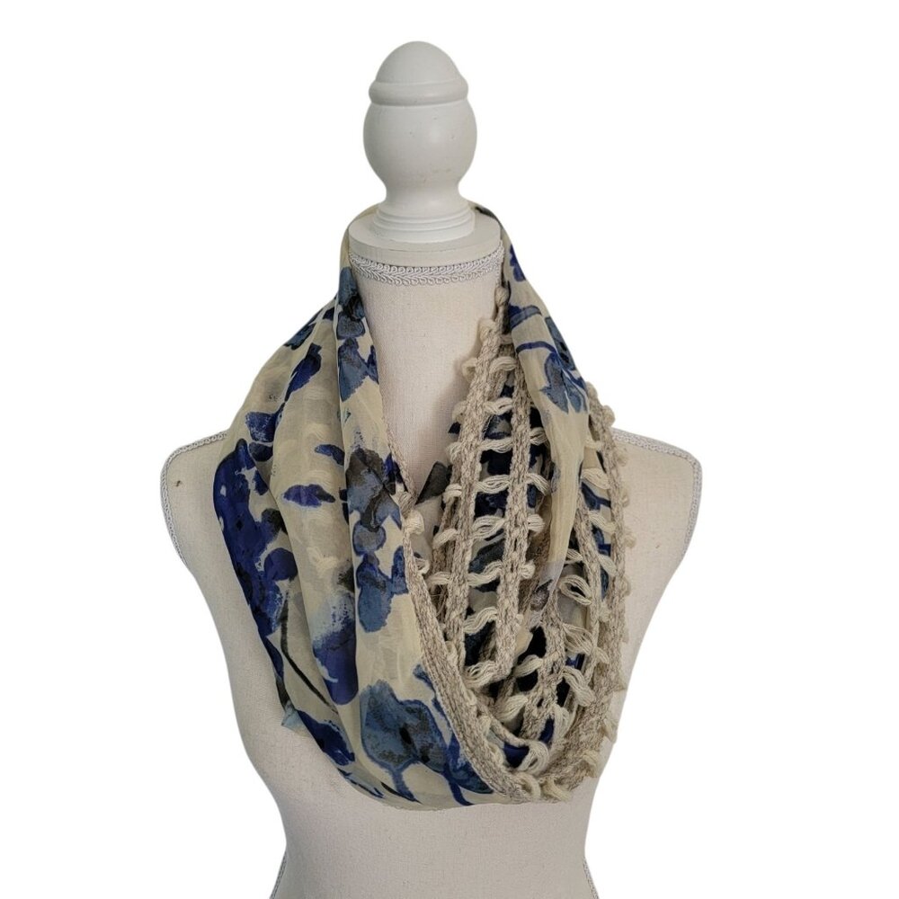 Mixit Blue Floral Flowers ‎ Infinity Scarf New 10 In Wide